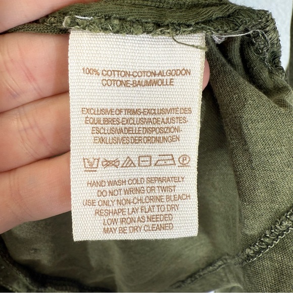 Free People Stitch Lace Long Sleeve Henley Top Size Small Olive Green - Picture 6 of 7